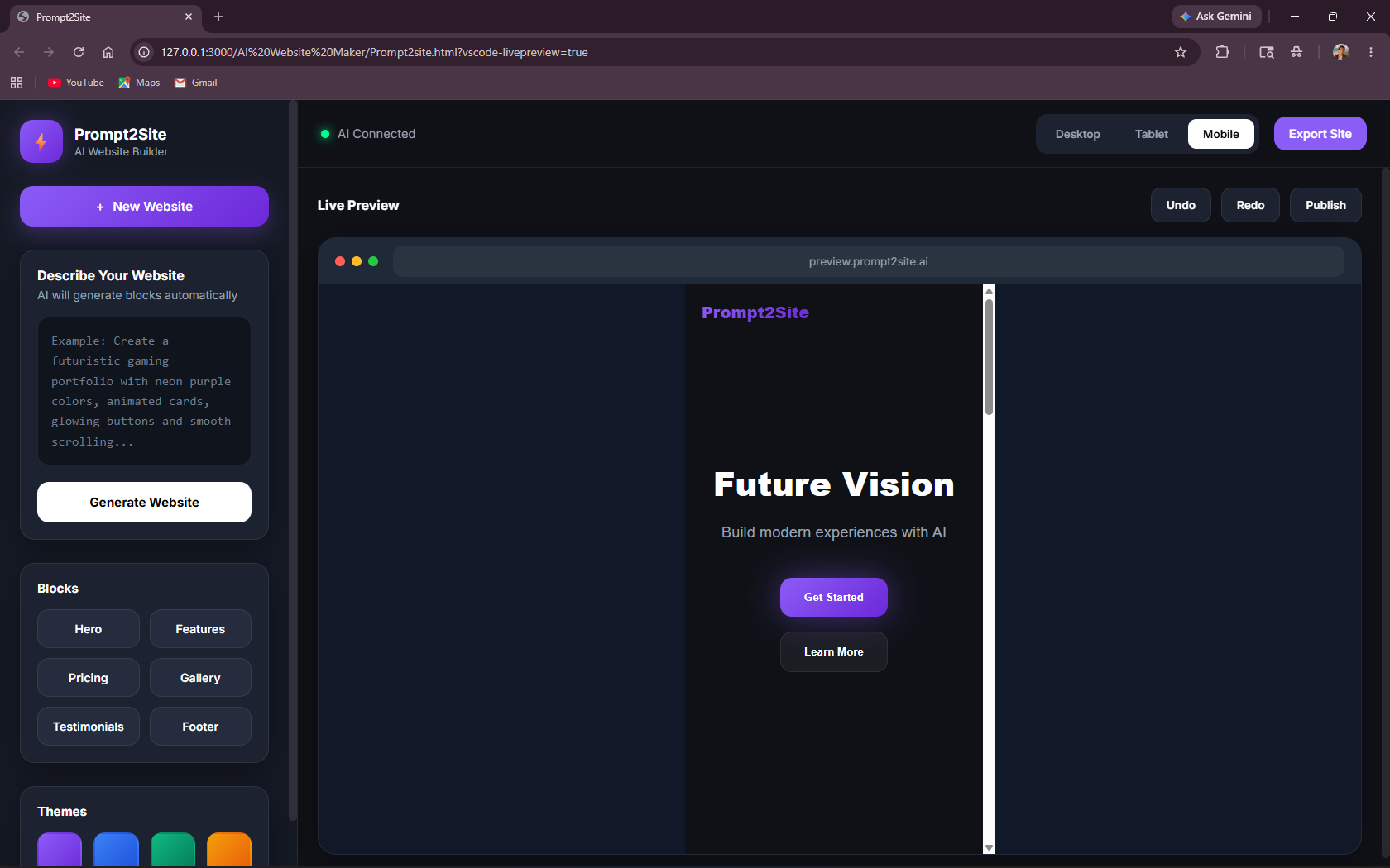 AI website builder preview 3